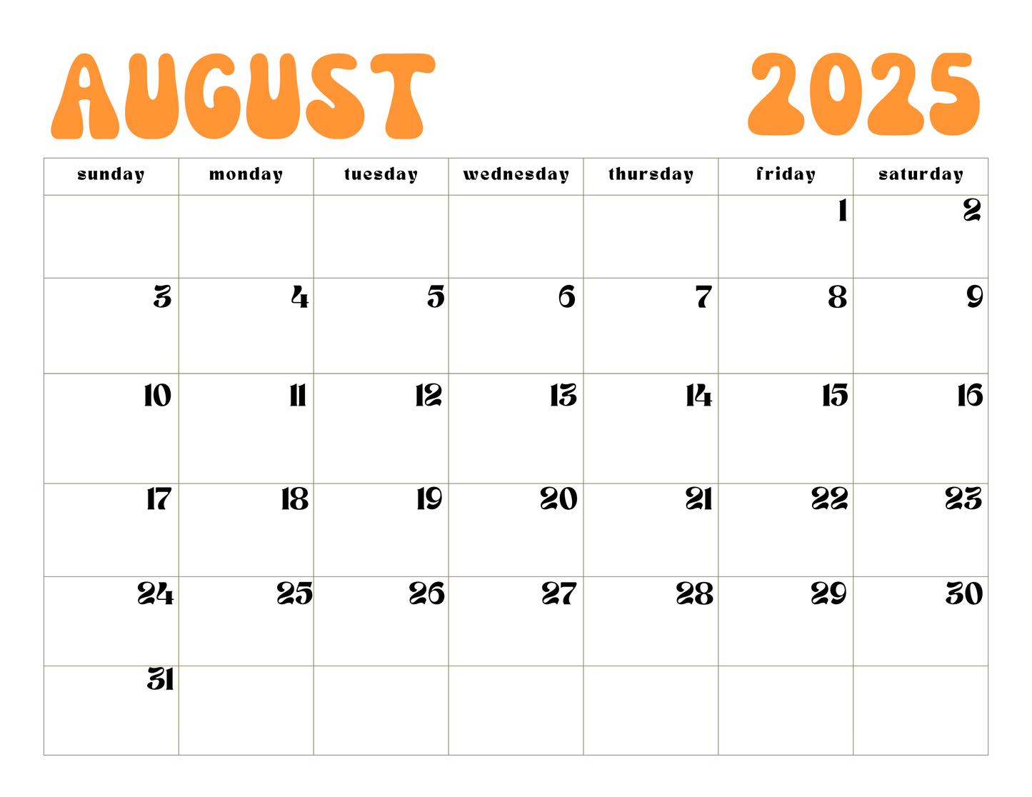 Custom 2025-2026 Calender