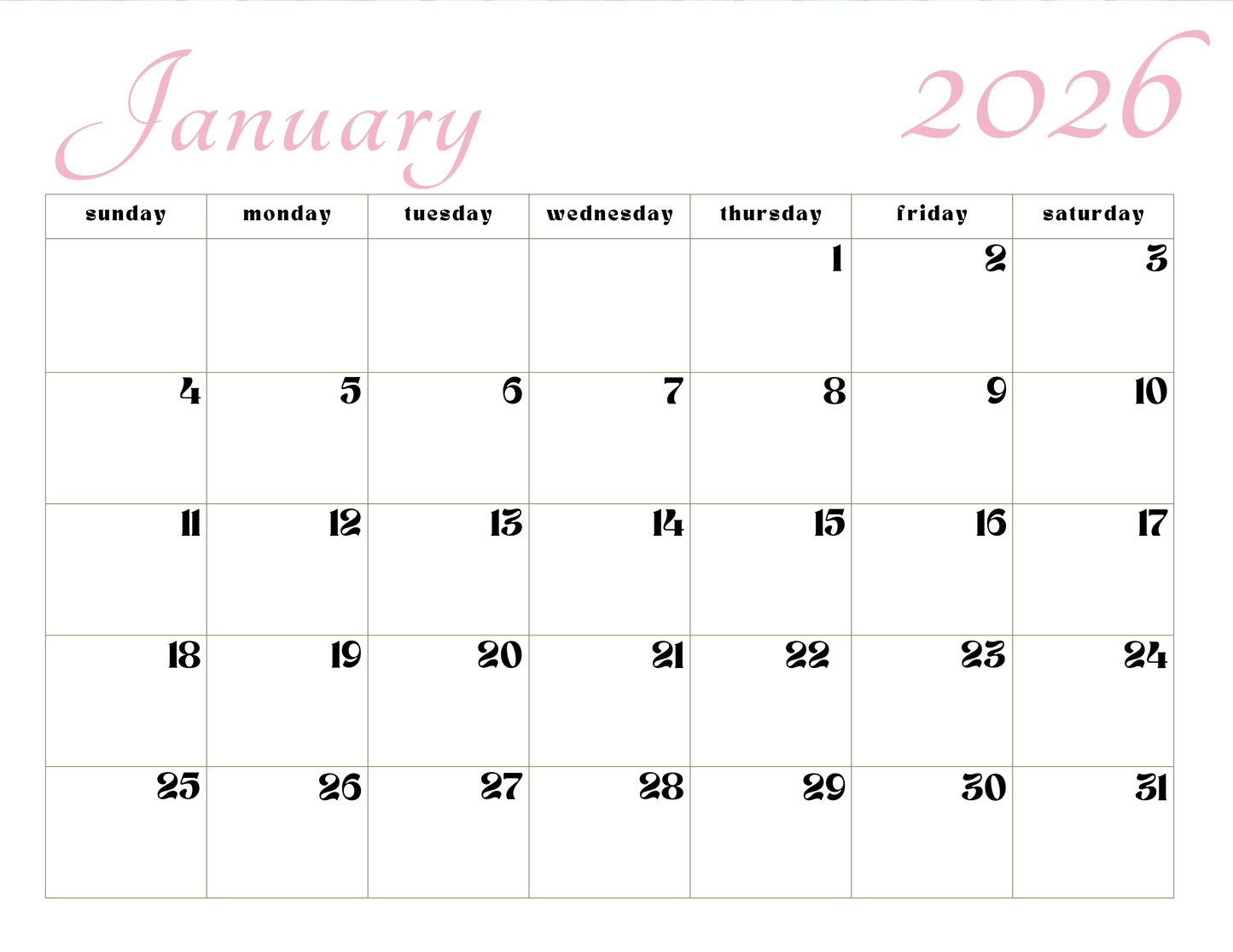 Custom 2025-2026 Calender