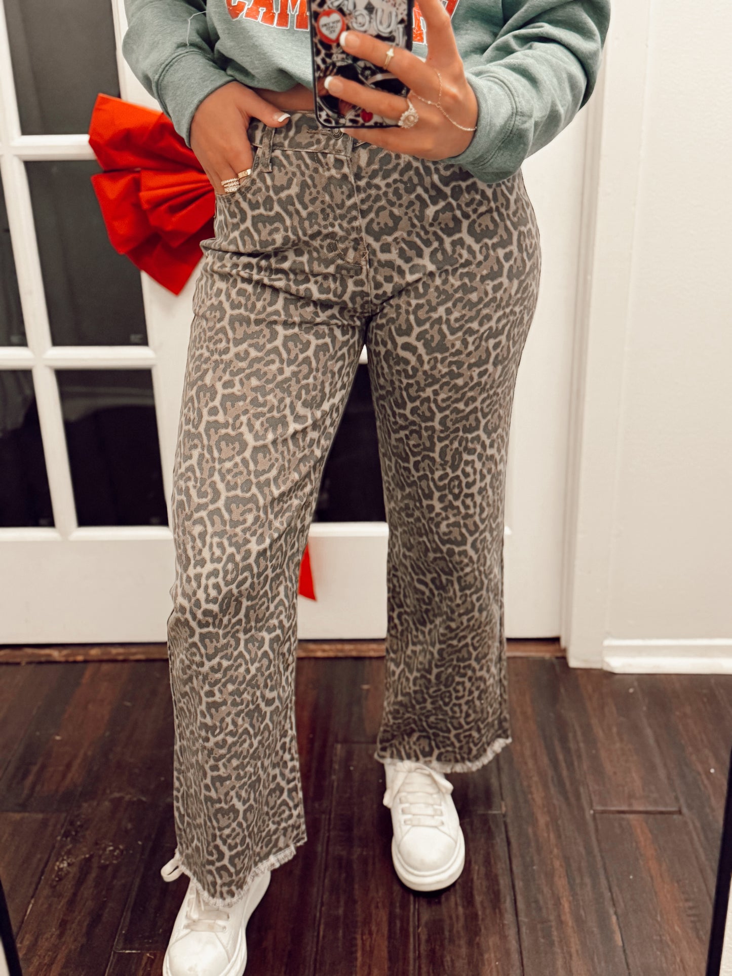 Leopard Wide Leg Jeans