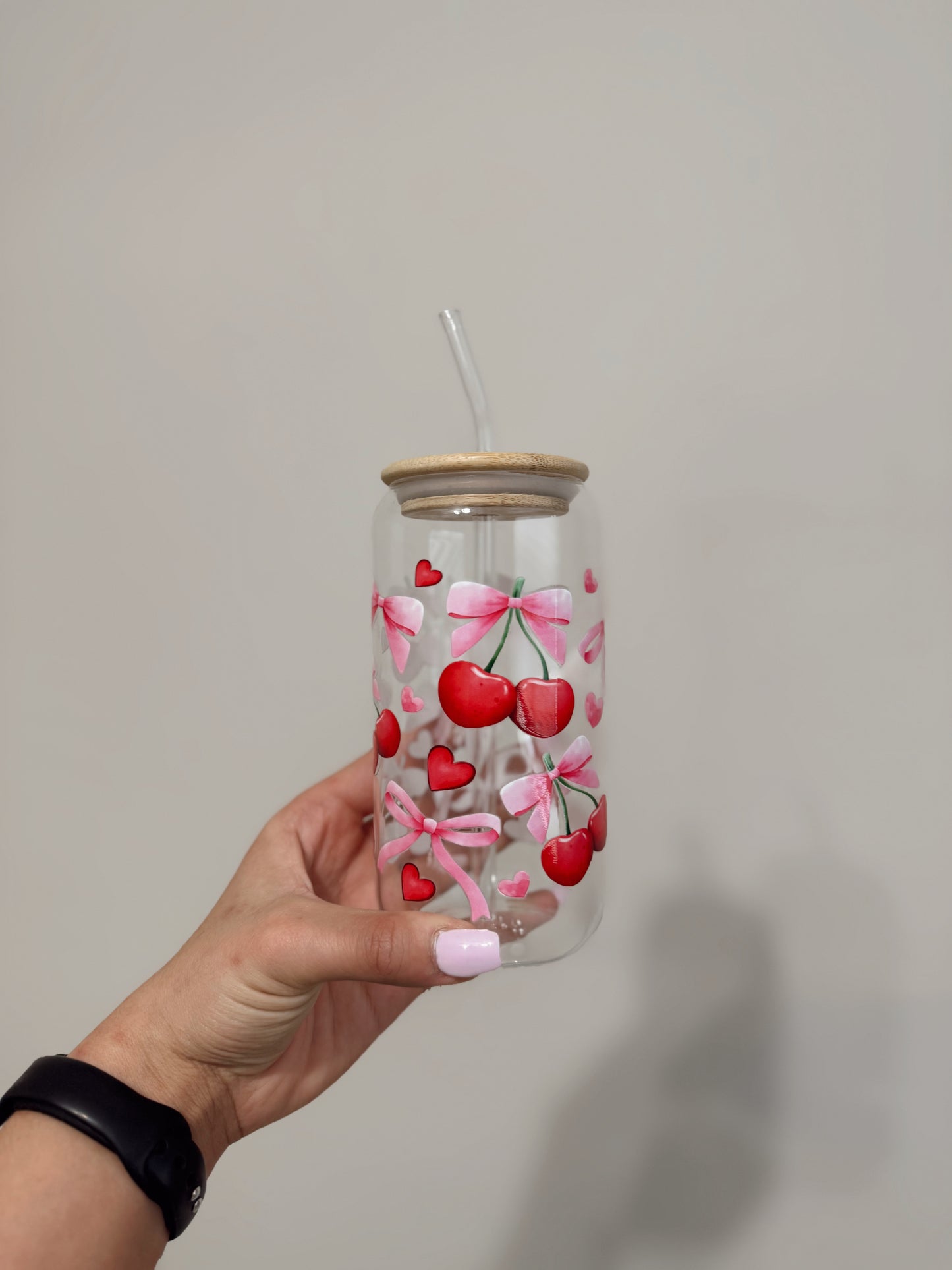 Sweetheart Cherry Glass Cup