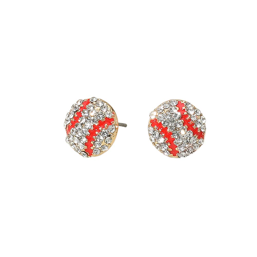 Rhinestone Baseball Stud Earrings