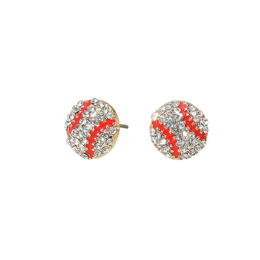 Rhinestone Baseball Stud Earrings