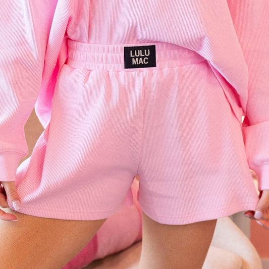 Light Pink Lulu Mac Waffle Shorts