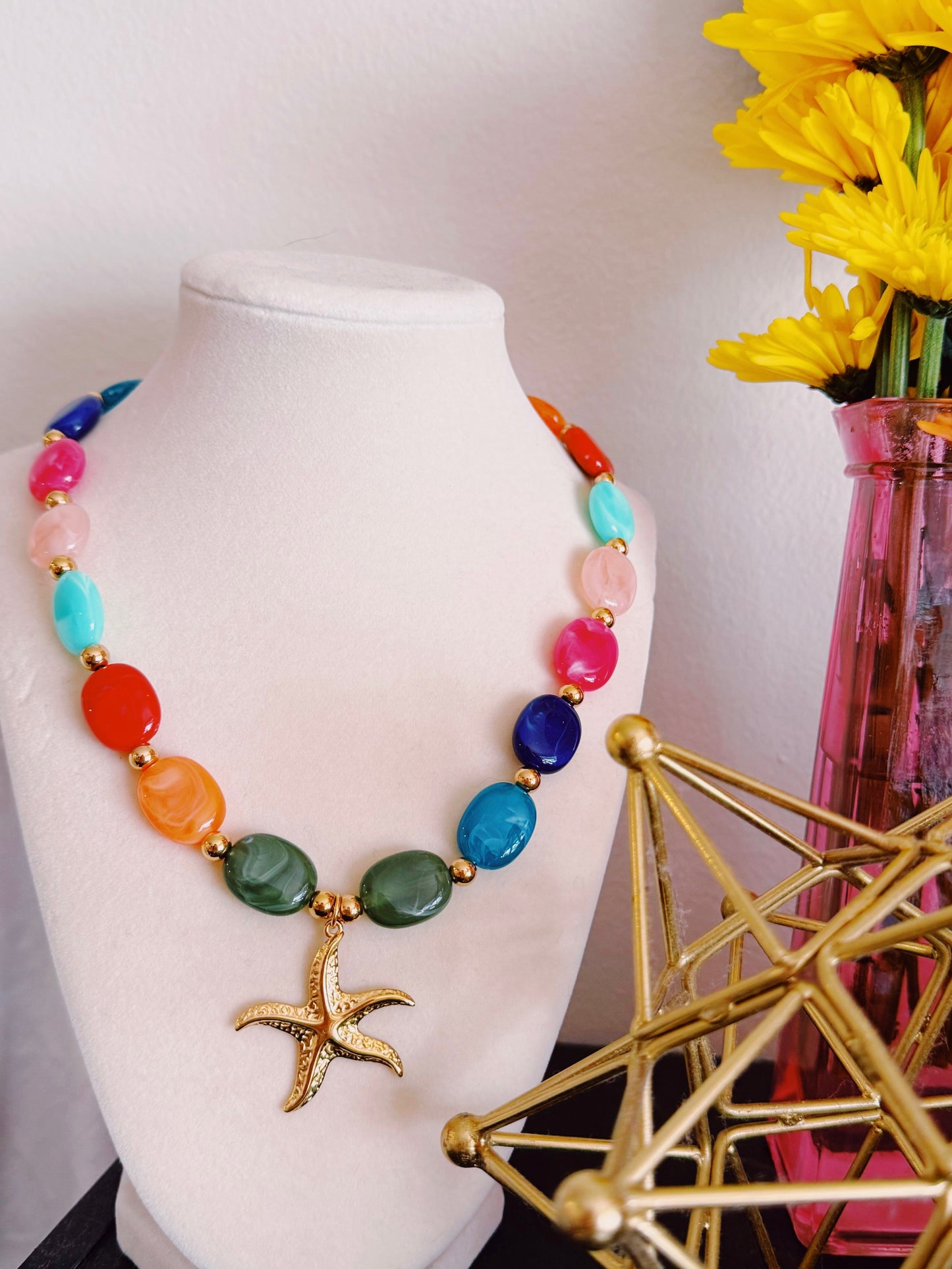 Starfish Statement Charm Necklace