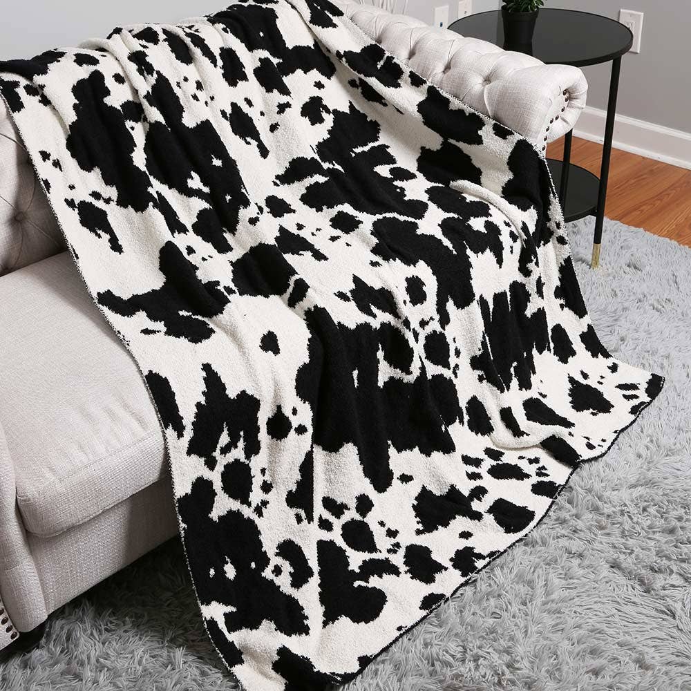 Cow Patterned Reversible Throw Blanket