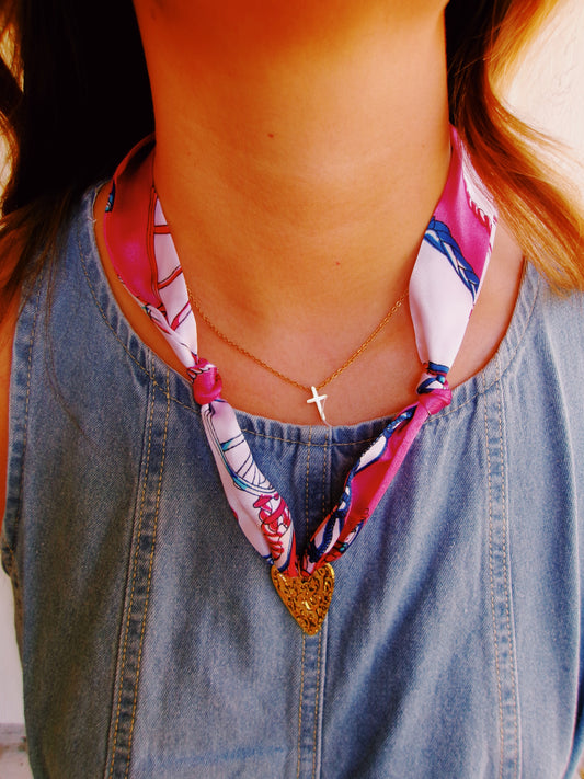 Heart Pendant Scarf Necklace