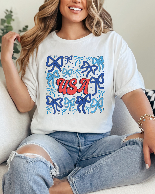 USA All Tied Up Bow Tee