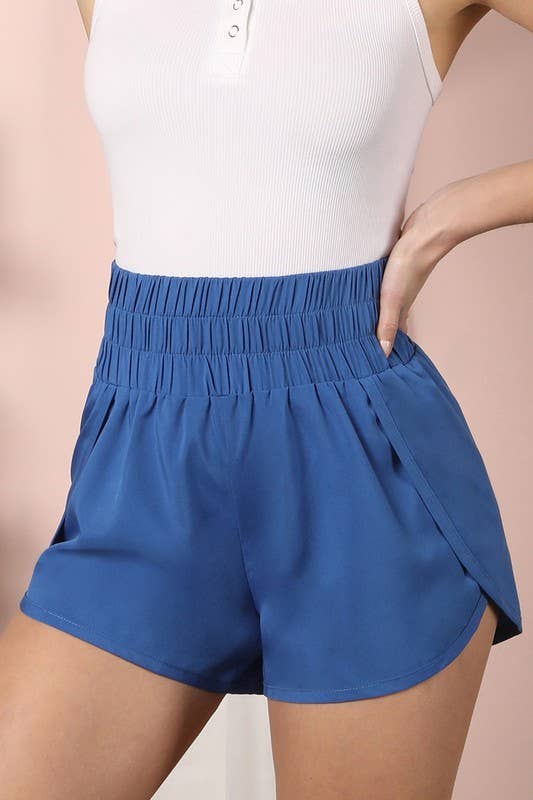 CWBSP141_SMOCKING HIGH WAIST BAND COMFY SHORTS