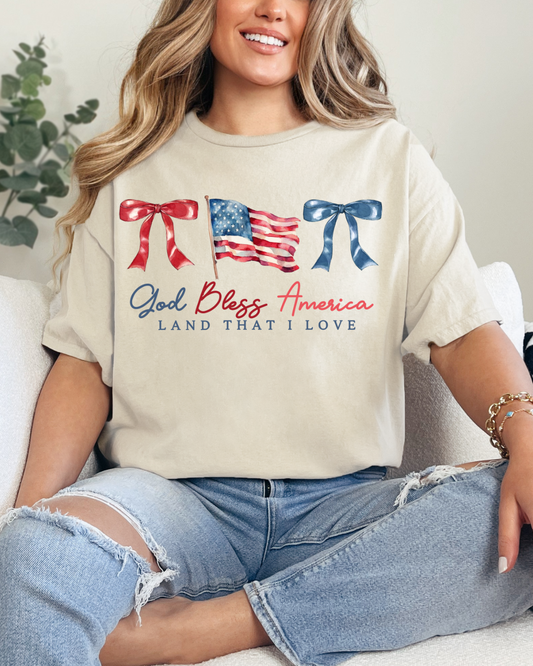 God Bless America Bow Tee