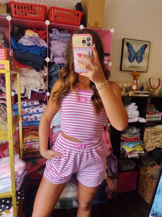 Pink Striped Lulu Mac Tank