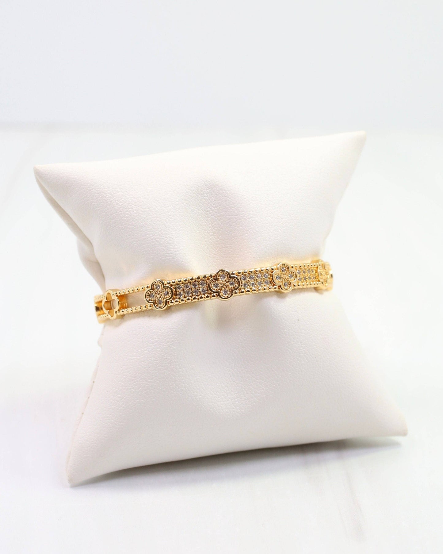 Grettel CZ Clover Cuff Bracelet Gold
