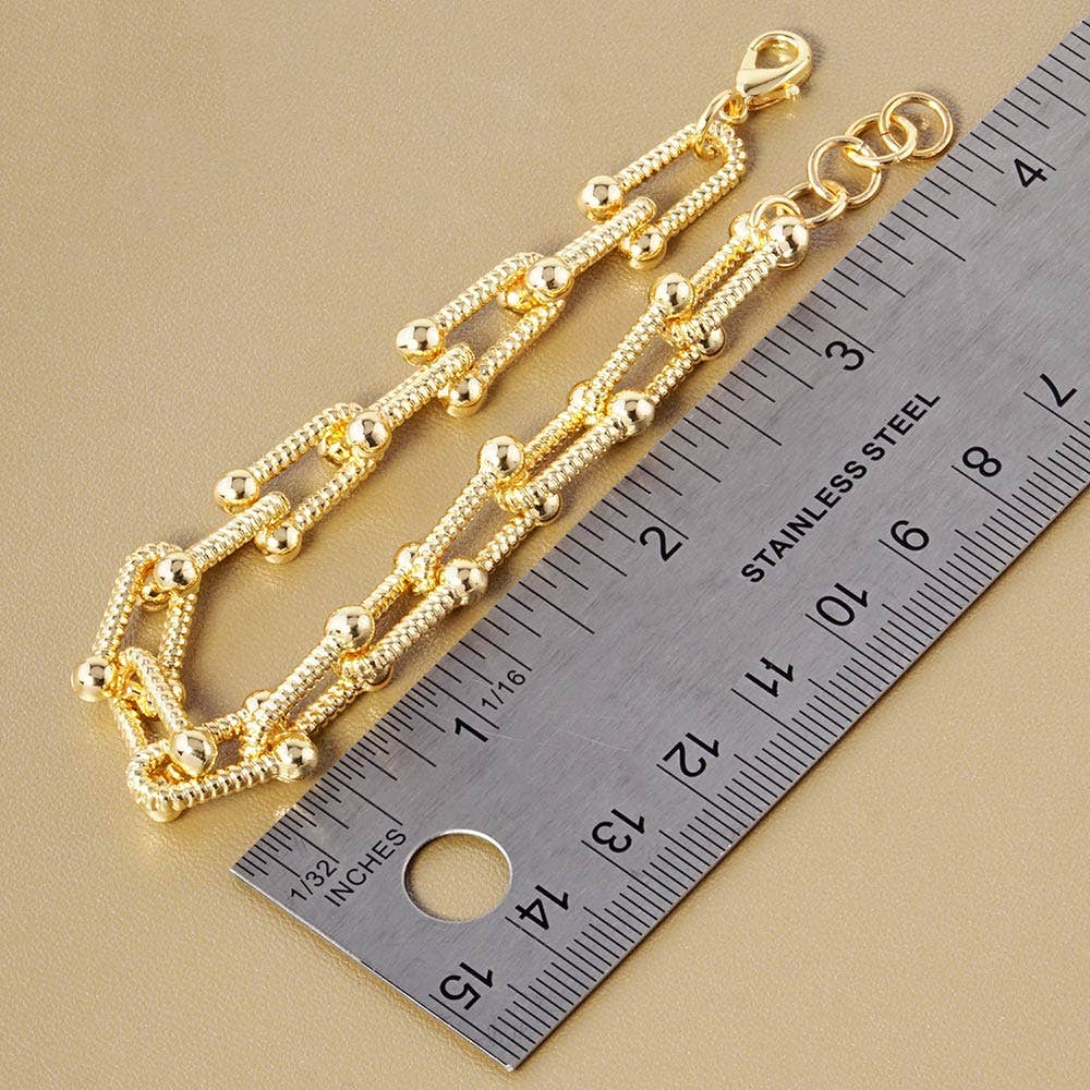 Gold Dipped Hardware Textured Metal Chain Bracelet