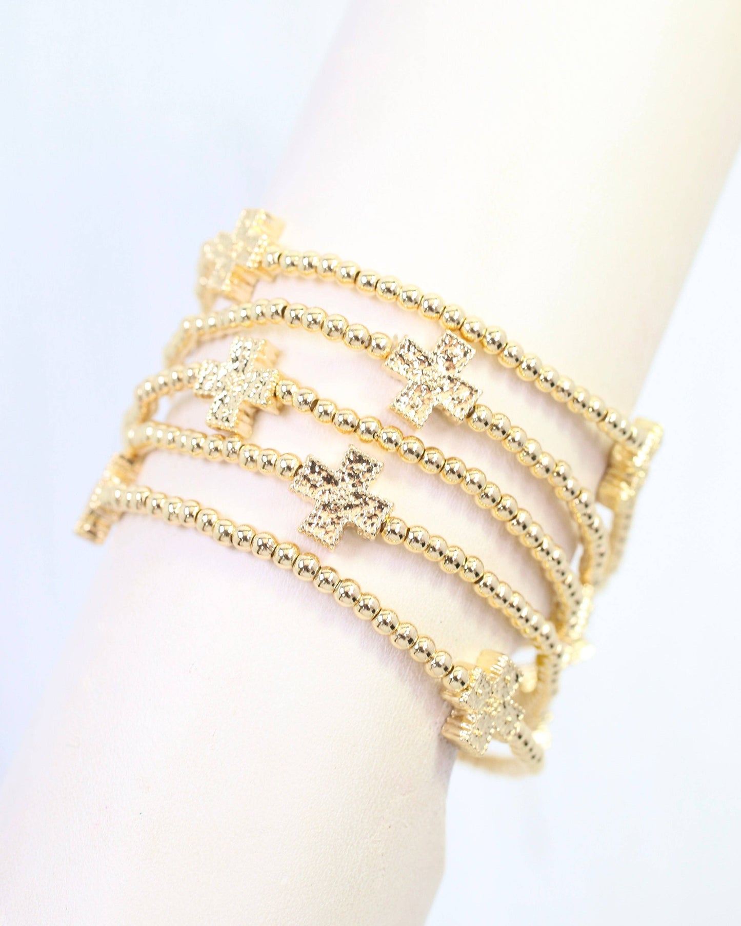 Jolee Beaded Cross Bracelet Set Gold