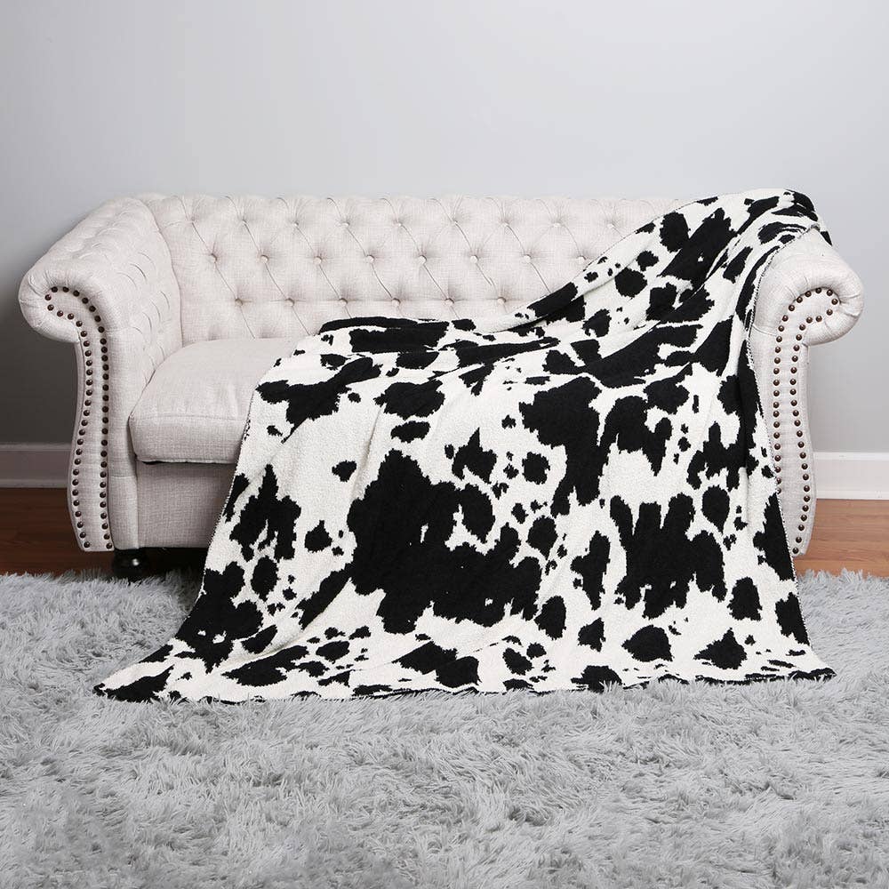 Cow Patterned Reversible Throw Blanket