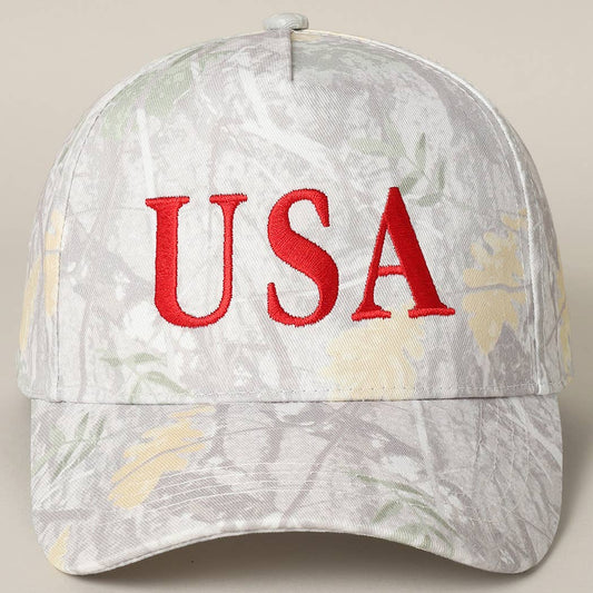 USA Letter Embroidery Camo Print Baseball Cap