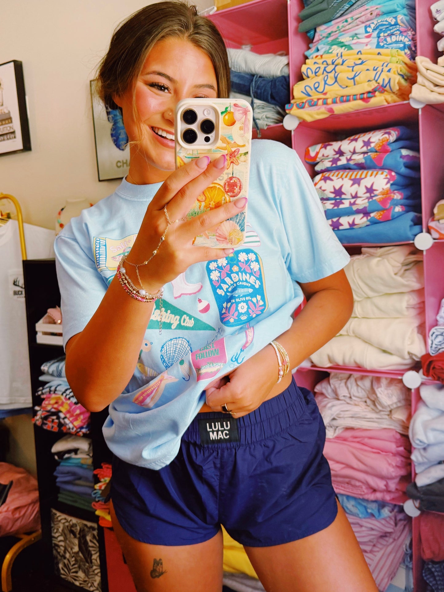 Navy Lulu Mac Shorts