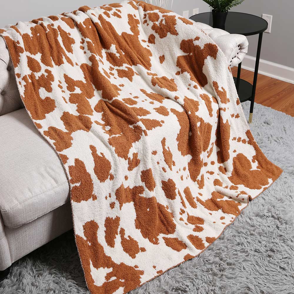 Cow Patterned Reversible Throw Blanket
