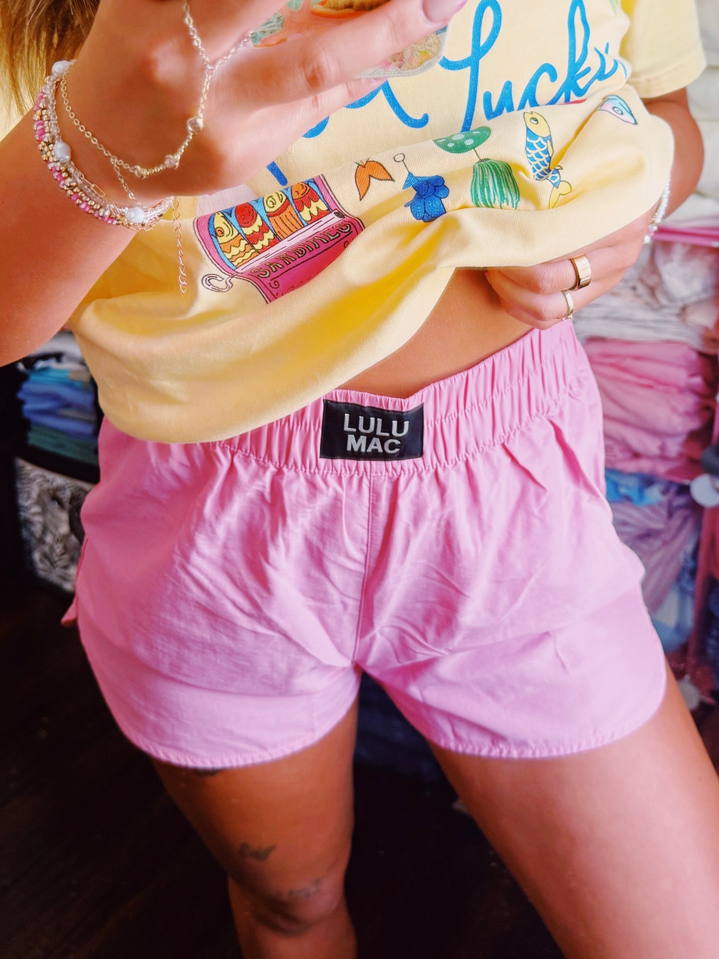 Light Pink Lulu Mac Shorts