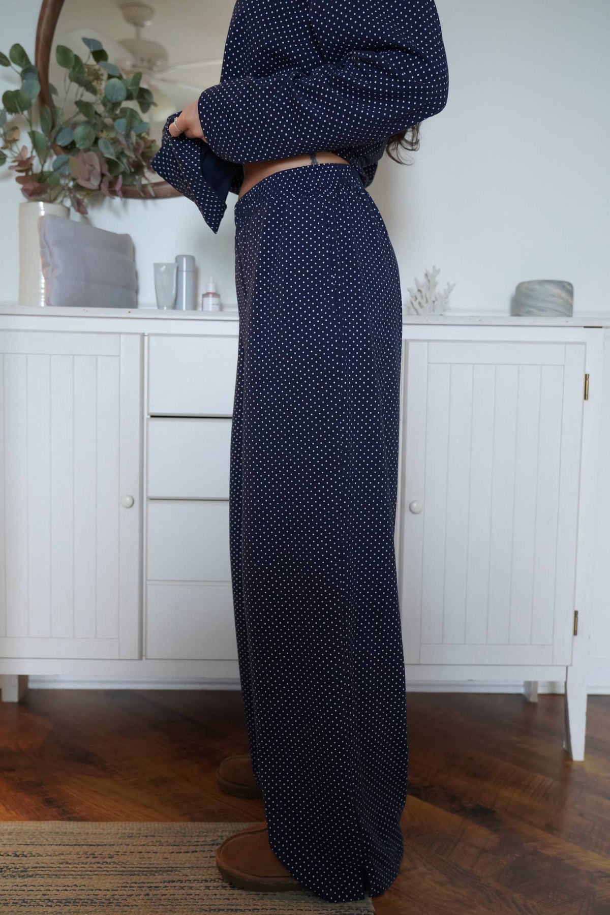 Navy Blue Polka Dot Loungewear Pants
