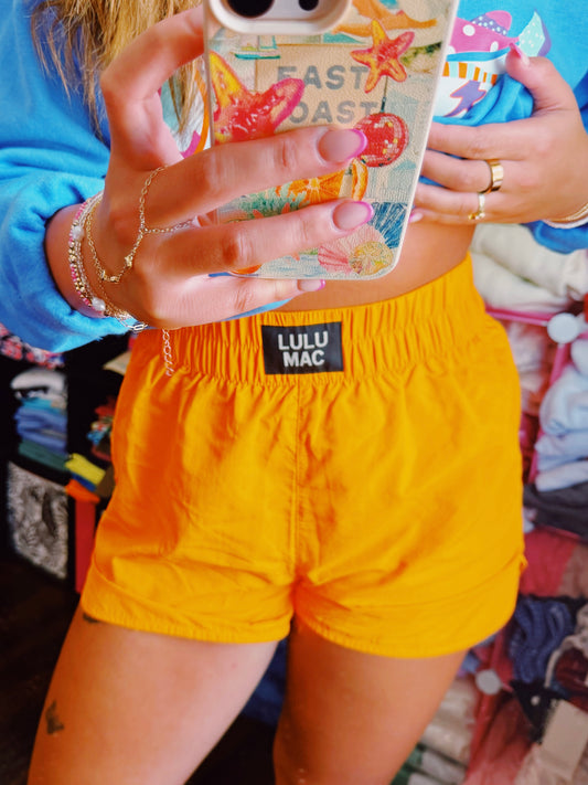 Orange Lulu Mac Shorts