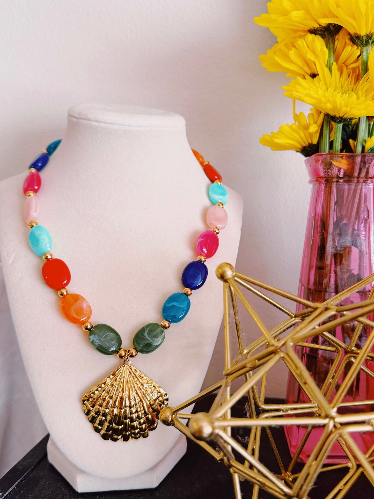 Seashell Statement Charm Necklace