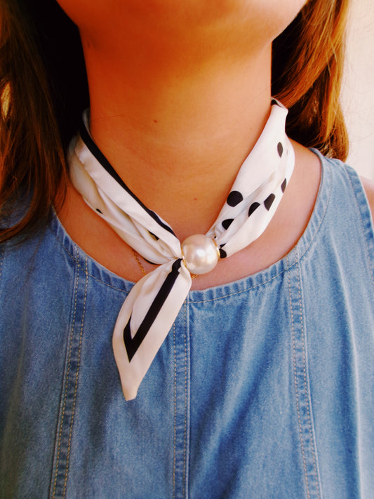 White Scarf Necklace