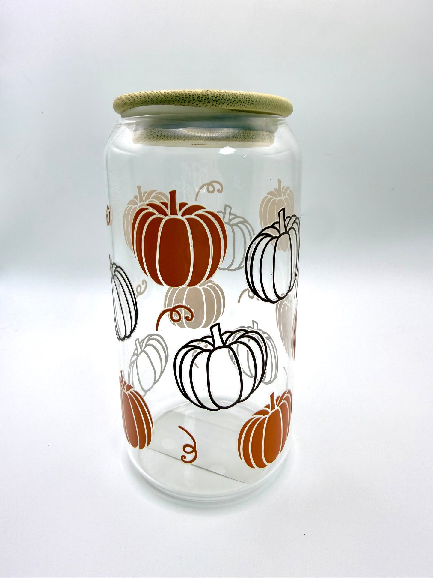 Pumpkin Patch Glass Can with Bamboo Lid