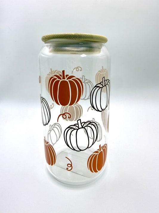 Pumpkin Patch Glass Can with Bamboo Lid