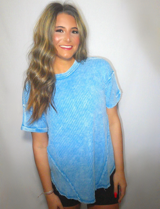 Baby Blue Waffle Top