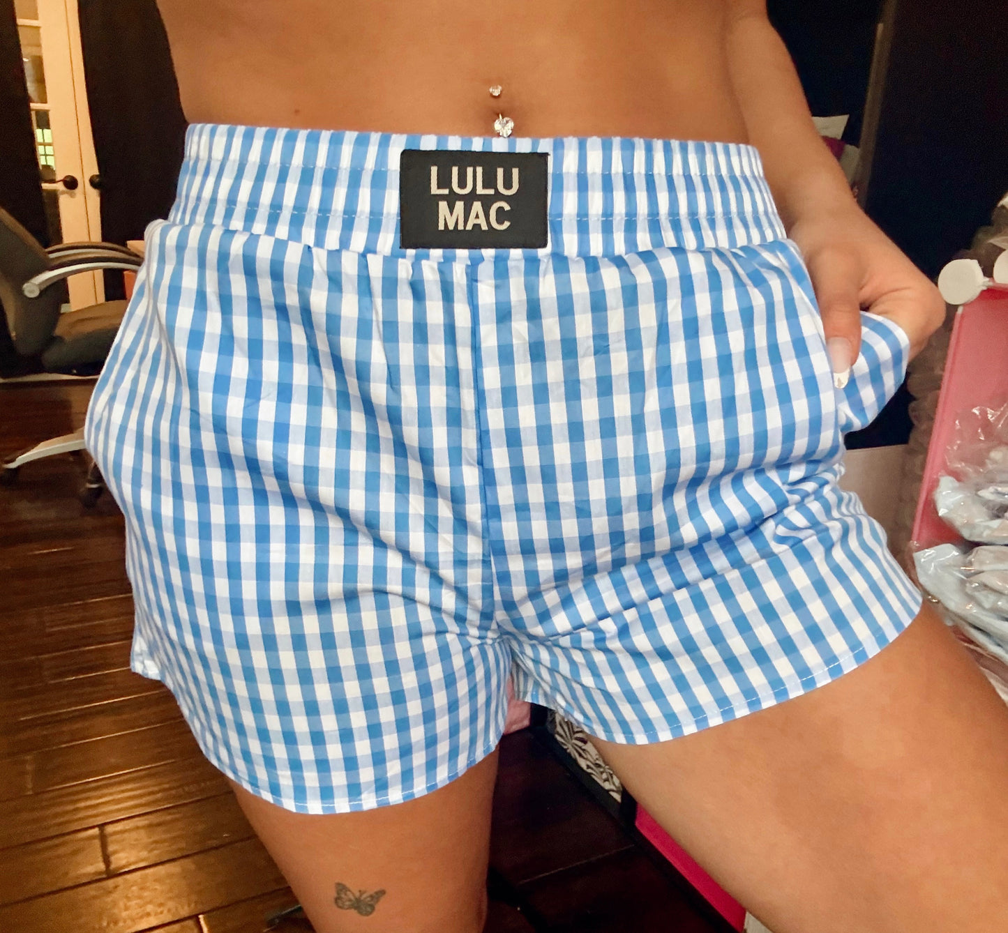 Blue Gingham Lulu Mac Shorts