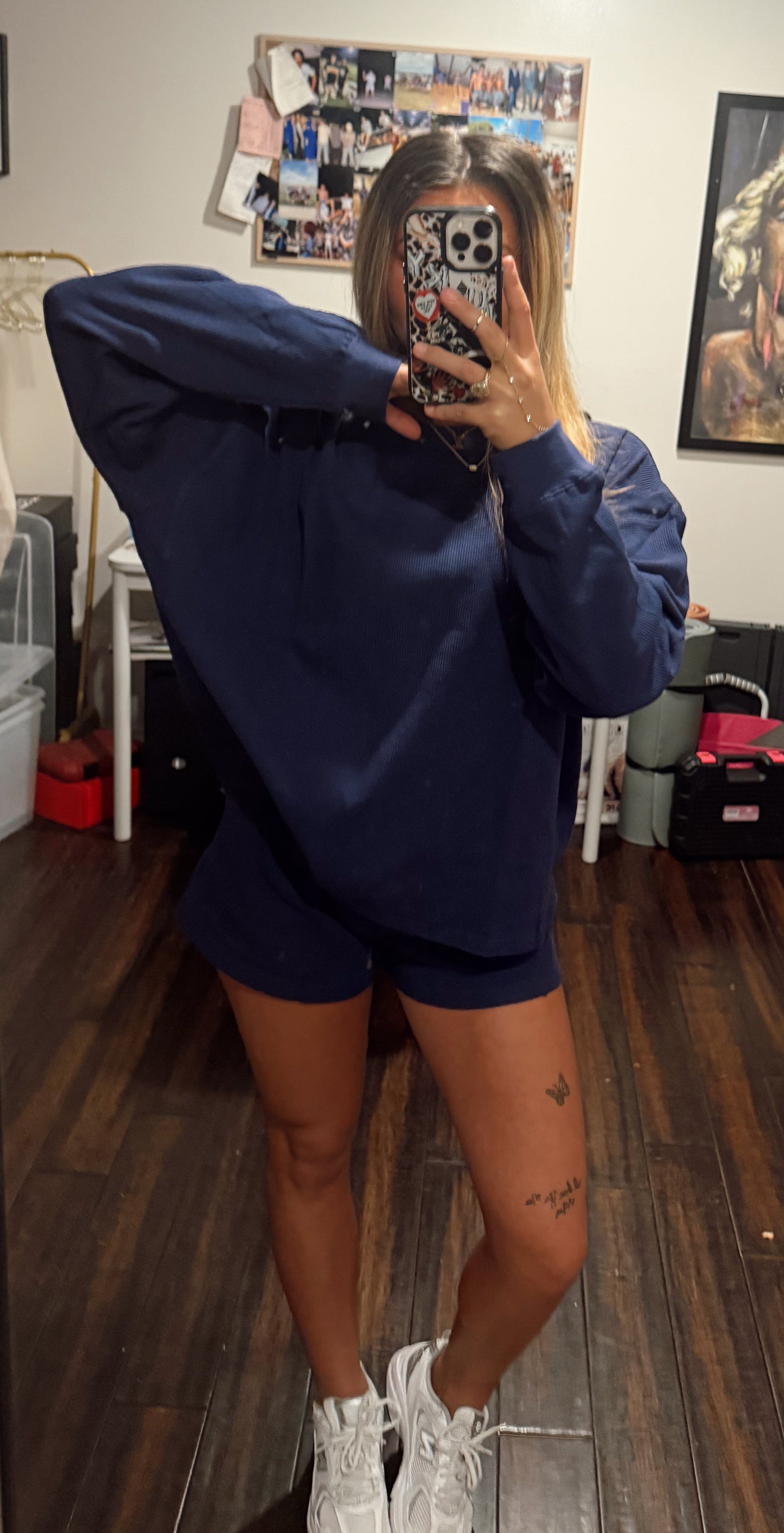 Lulu mac Waffle Navy Top