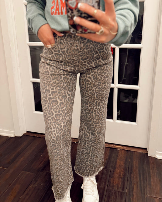 Leopard Wide Leg Jeans