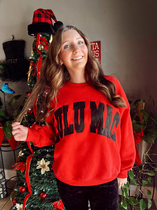 Red & Black Stitched Lulu Mac