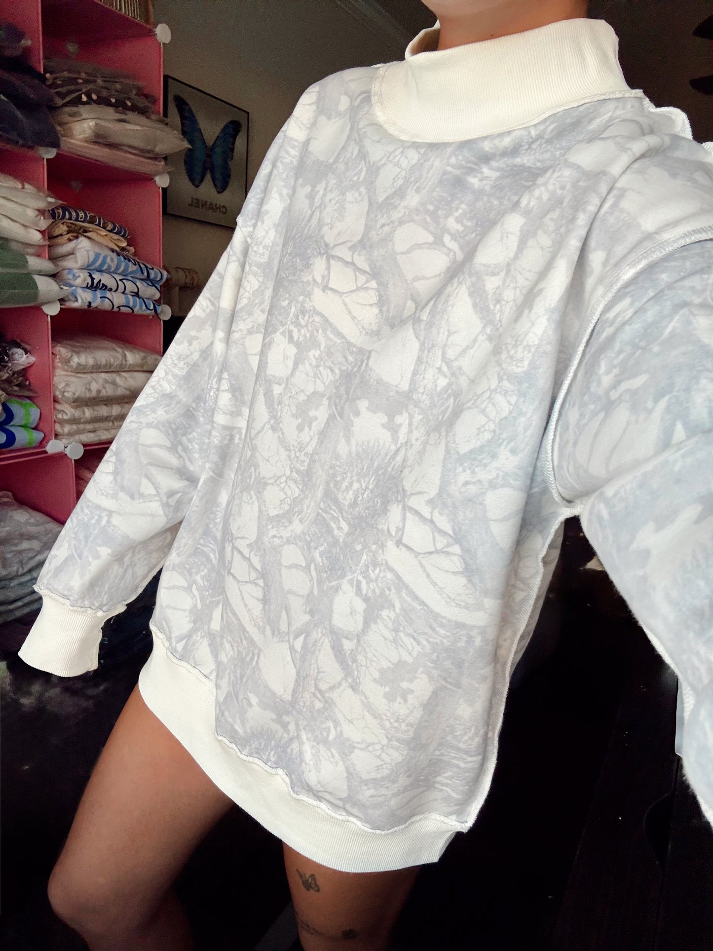 White Camo Mock Neck