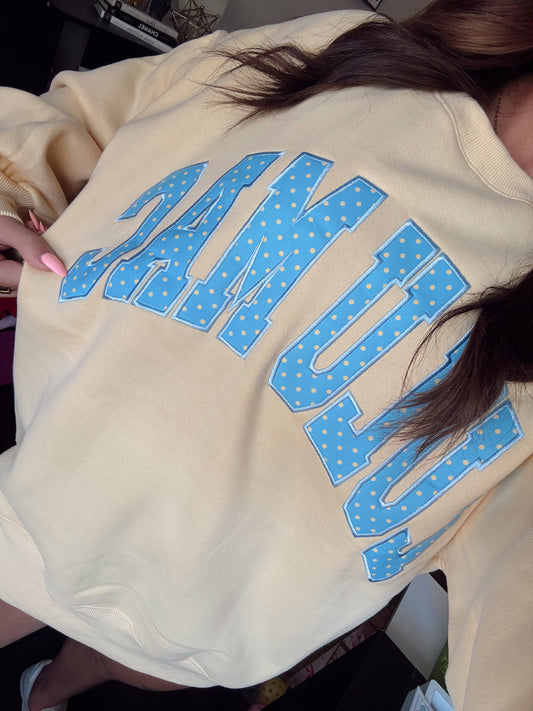 Butter/ Blue Polka Dot Lulu Mac Sweatshirt