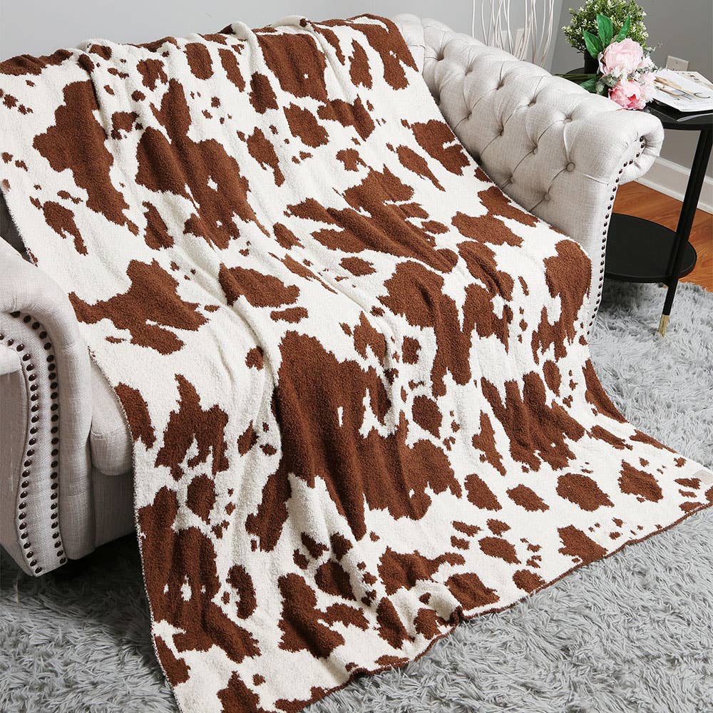 Cow Patterned Reversible Throw Blanket