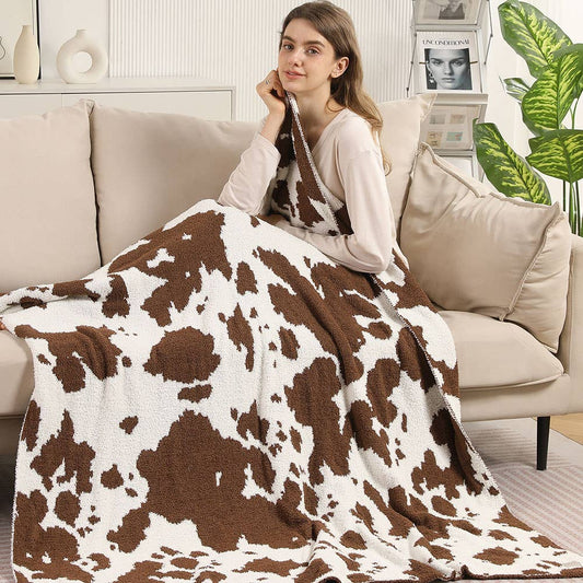 Cow Patterned Reversible Throw Blanket
