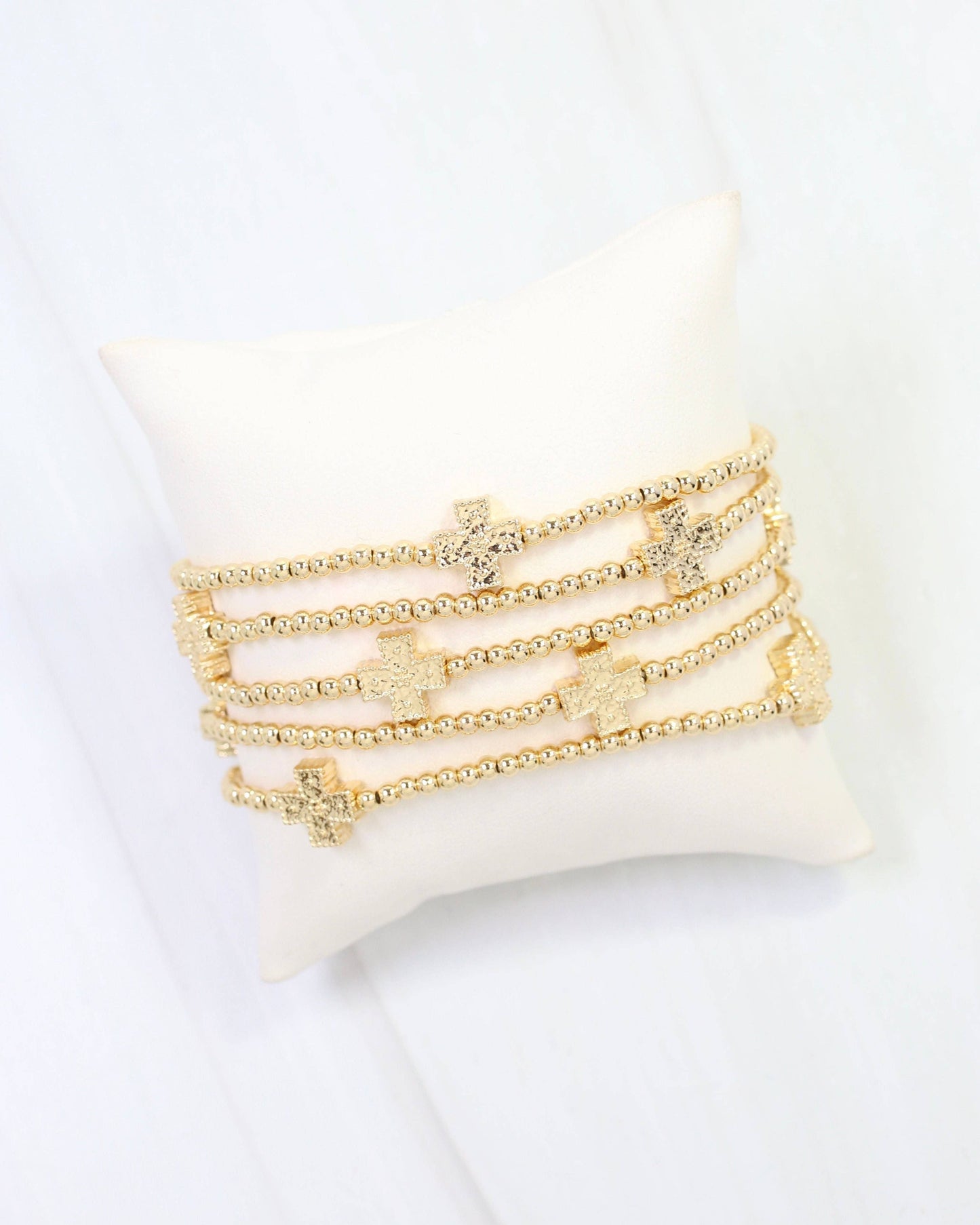 Jolee Beaded Cross Bracelet Set Gold