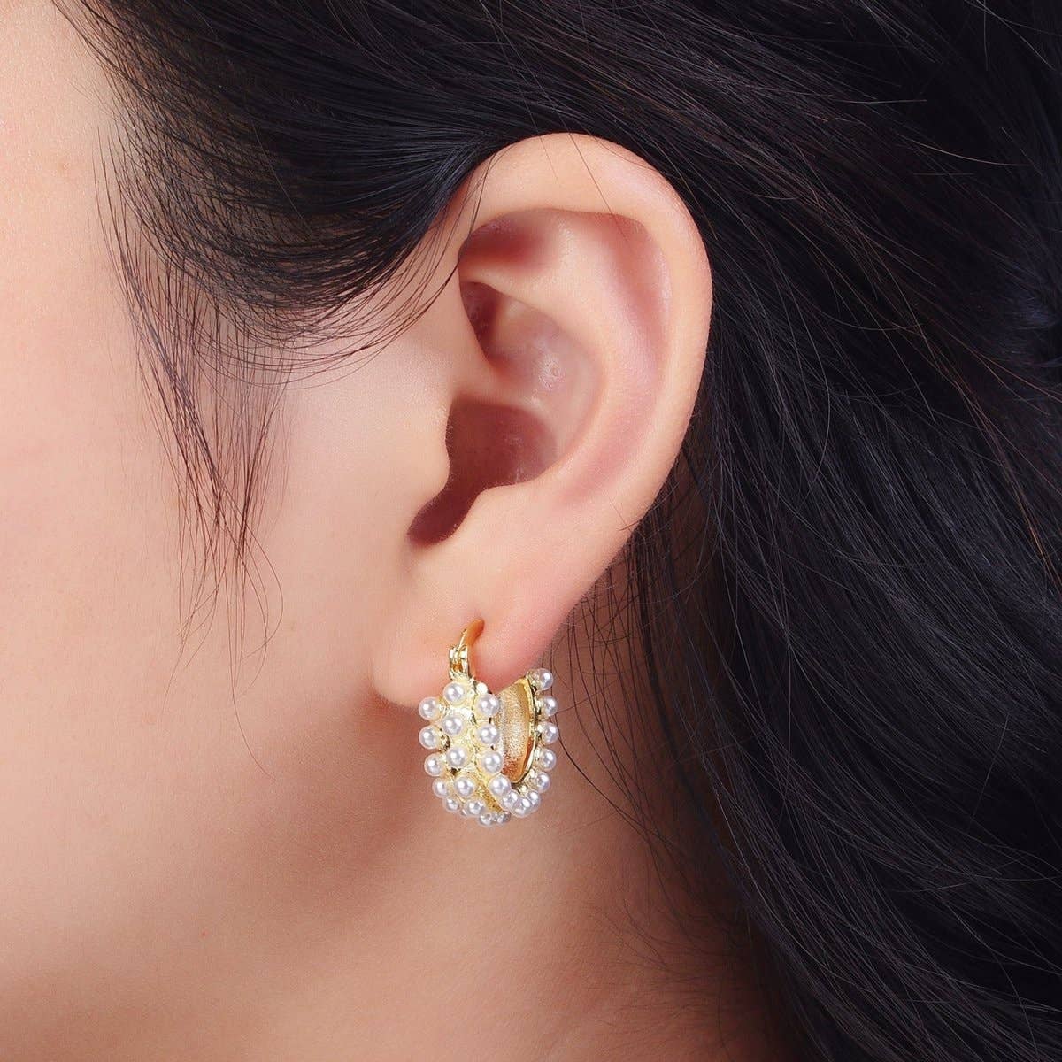 Triple White Pearl Earrings