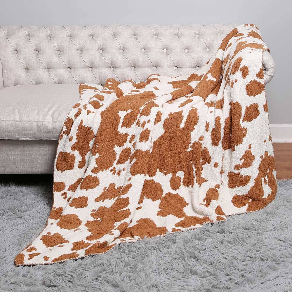 Cow Patterned Reversible Throw Blanket