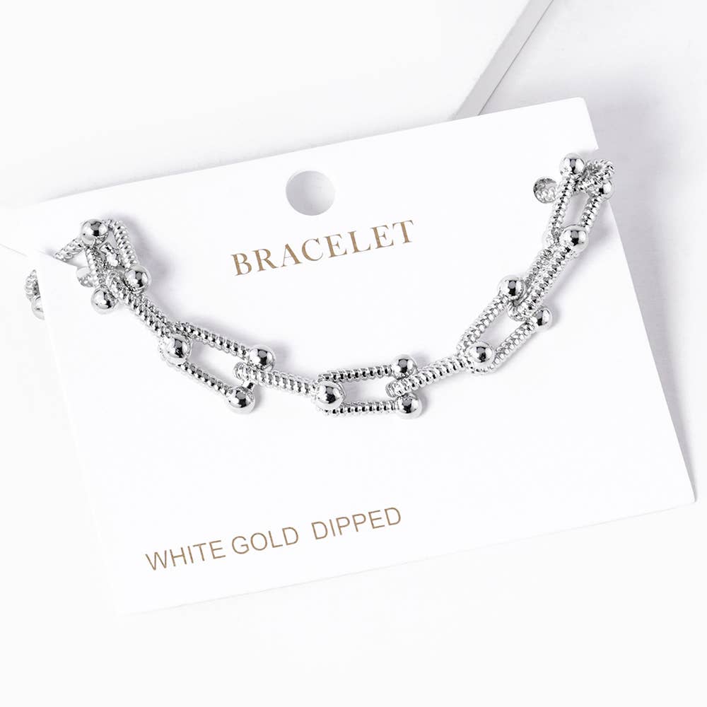 Gold Dipped Hardware Textured Metal Chain Bracelet