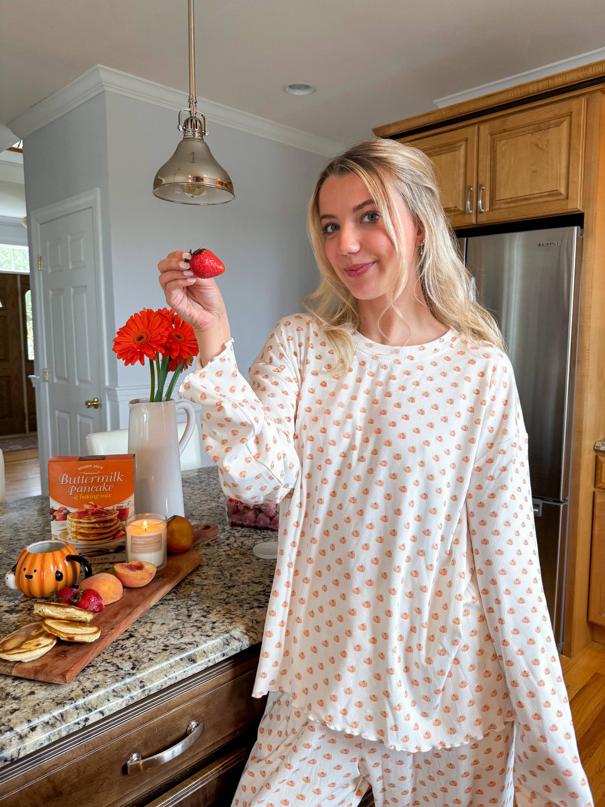 Pumpkin Fall Autumn Long Sleeve Pajama Top