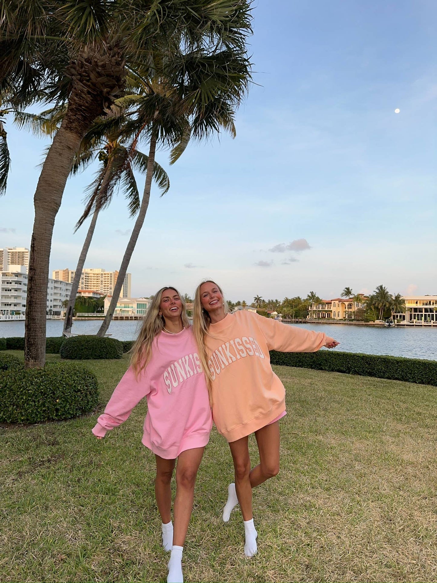 Papaya Orange Varsity Sunkissed Embroidered Mockneck Sweatshirt 100% Cotton