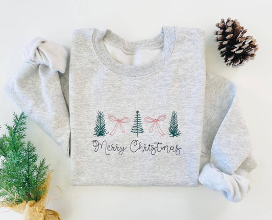Embroidered Merry Christmas Sweatshirt